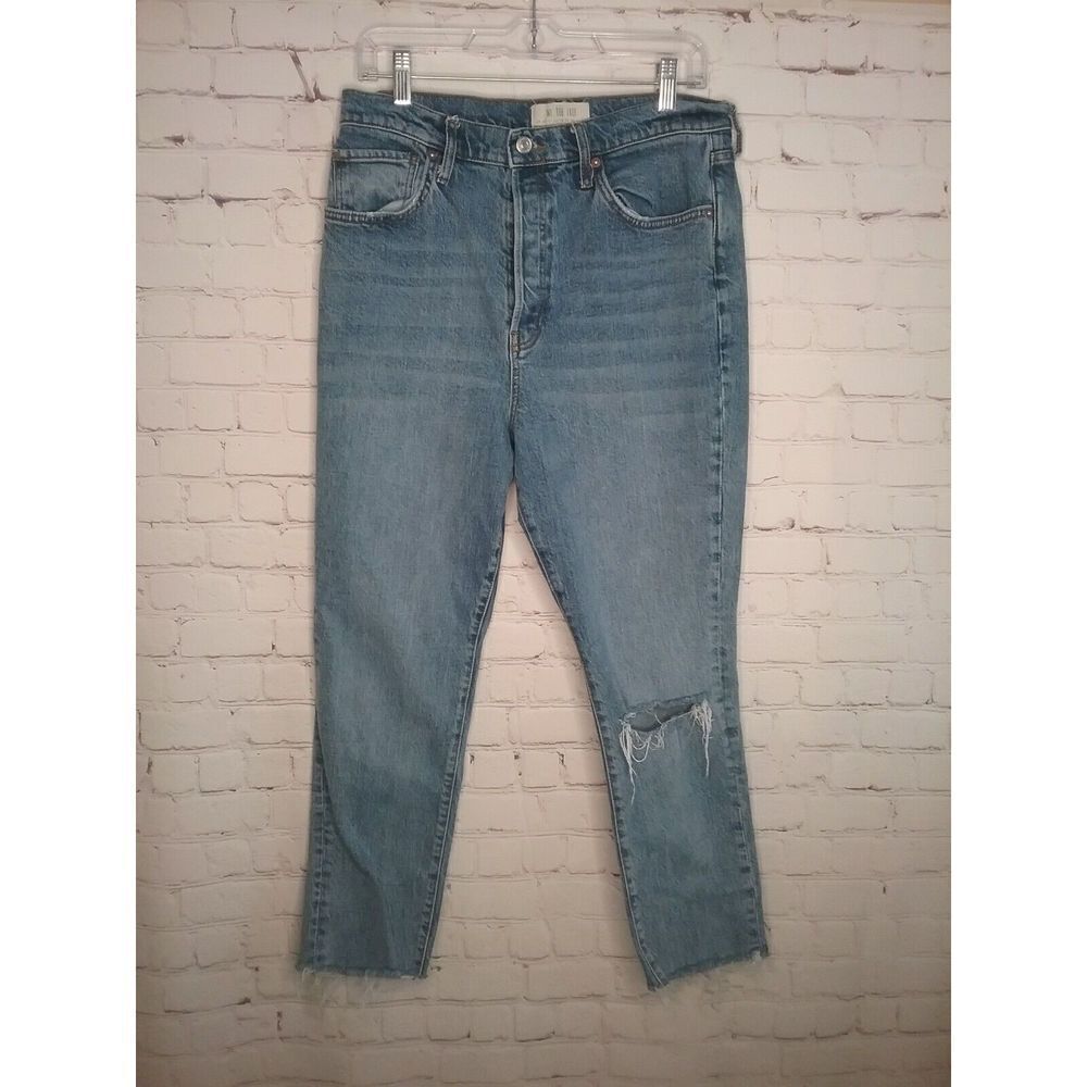We The Free Women’s 32 Blue Jeans Distressed Mom Fit High Rise Denim